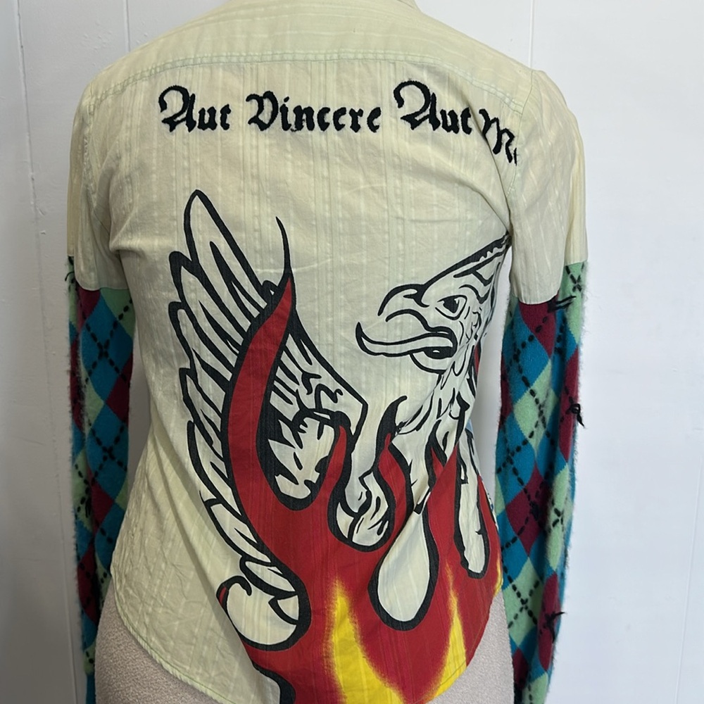 RAW 7 cotton blouse cashmere sleeves size M - Picture 3 of 4